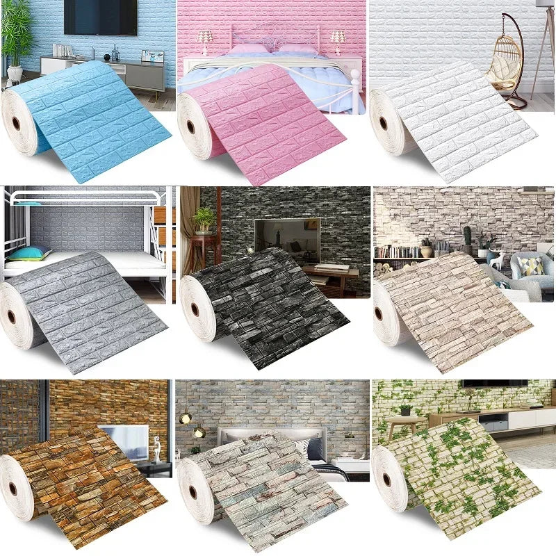 ELMAS 70cmx5/10M 3D Brick Wall Stickers DIY Home Decor - Al Masam Stationery LLC