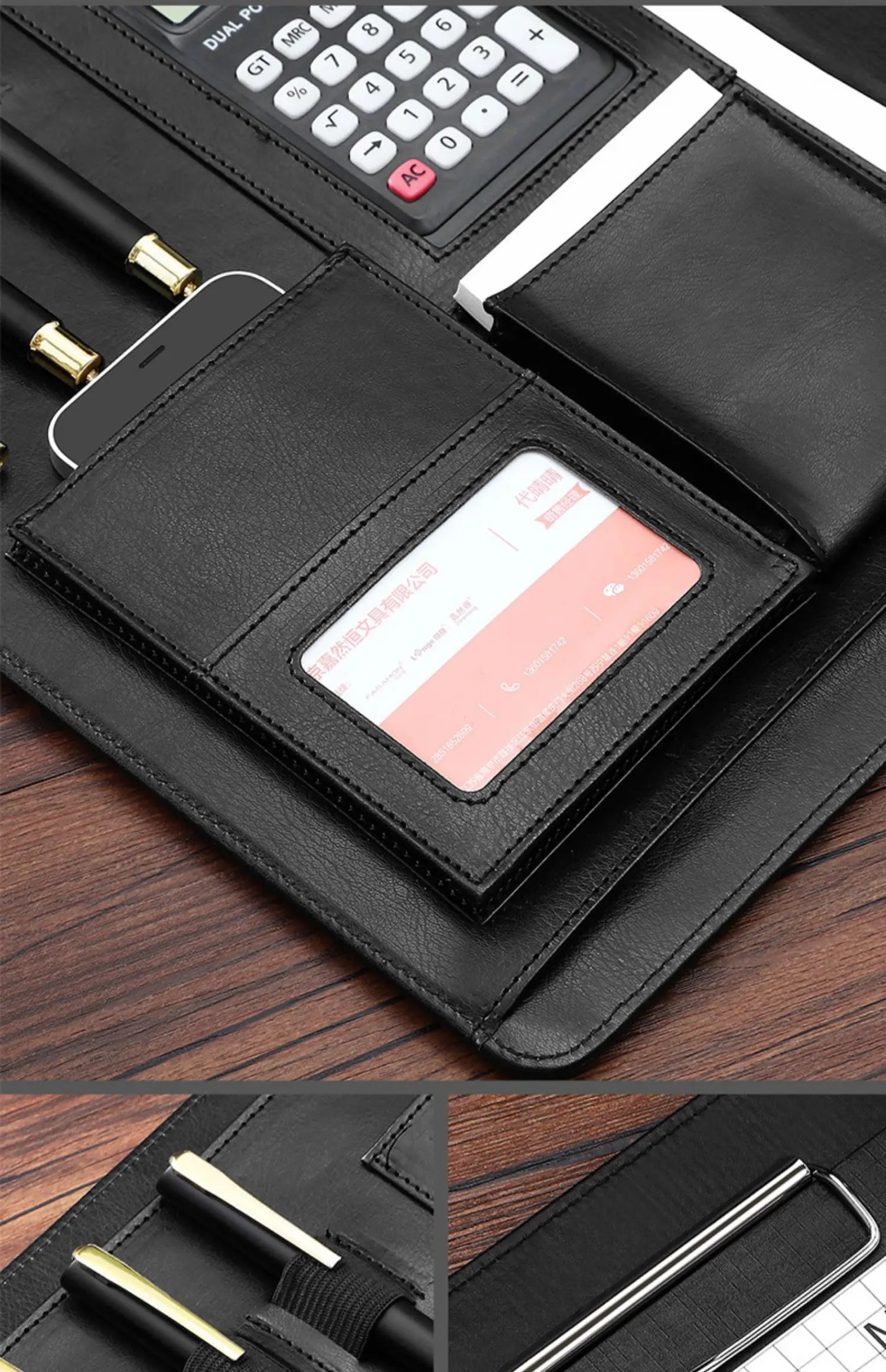 ELMAS Stylish Leather A4 Conference Portfolio Folder - Al Masam Stationery LLC