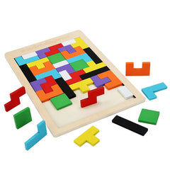 ELMAS Colorful 3D Wooden Blocks Puzzle Tangram Toy