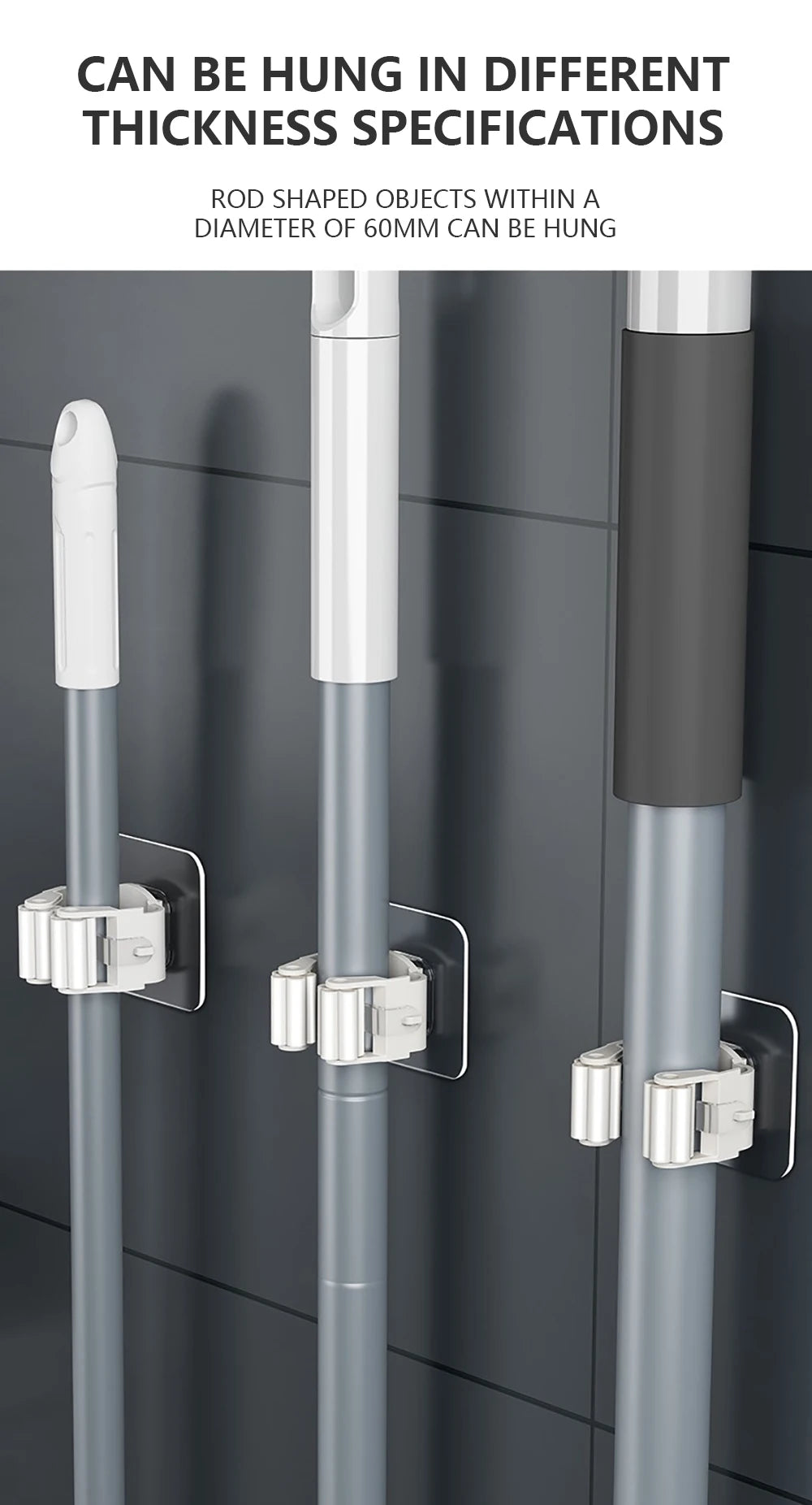 ELMAS Mop Hanger 4 Pack Broom Holder Wall Mount Storage - Al Masam Stationery LLC