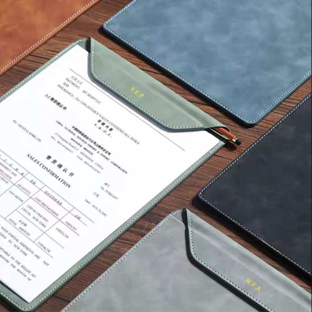 ELMAS Premium Leather A4 Clipboard Folder with Logo - Al Masam Stationery LLC