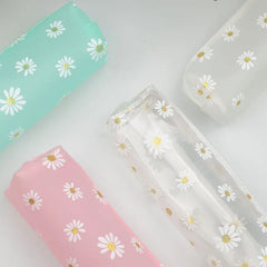 ELMAS Kawaii Daisy Transparent Pencil Case for Students