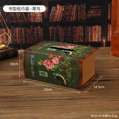 ELMAS Elegant Retro Book-Style Tissue Box