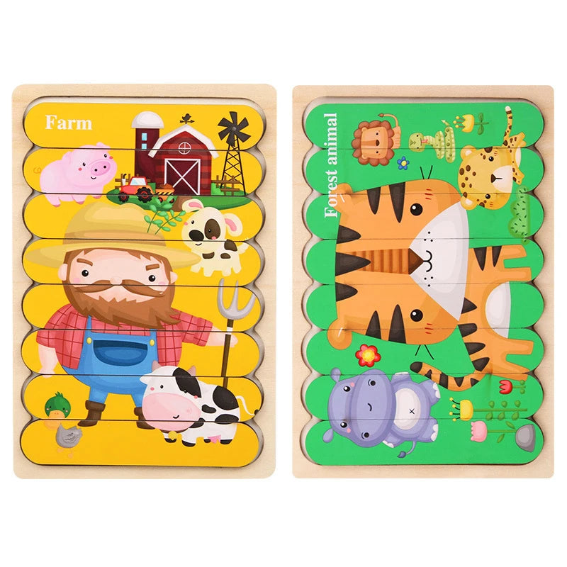 ELMAS Montessori Baby Wooden Puzzle Toys for 2-3 Years - Al Masam Stationery LLC