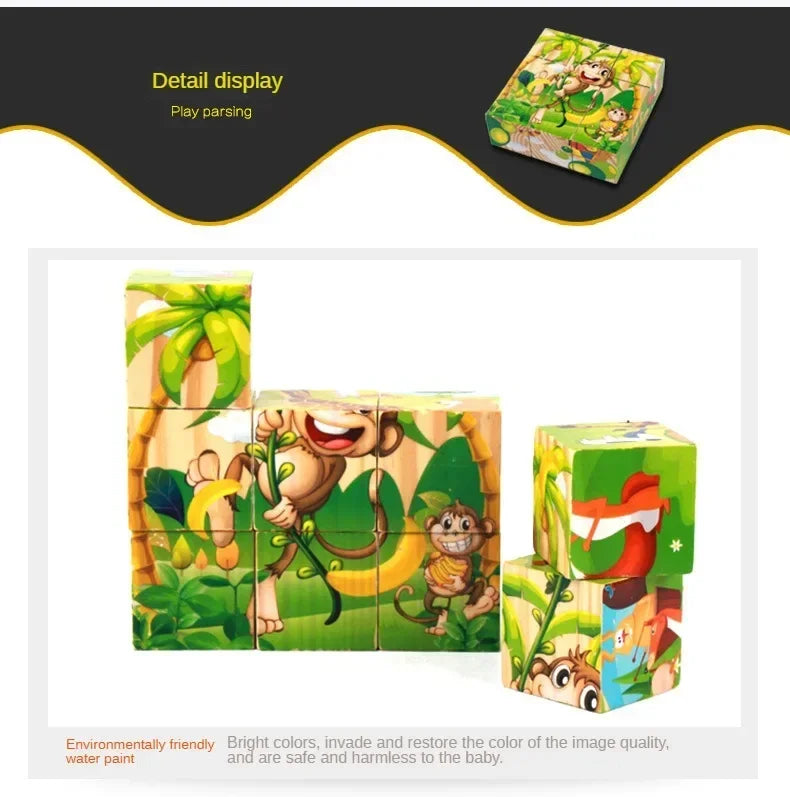 ELMAS 3D Cube Wooden Puzzle Montessori Learning Toy - Al Masam Stationery LLC