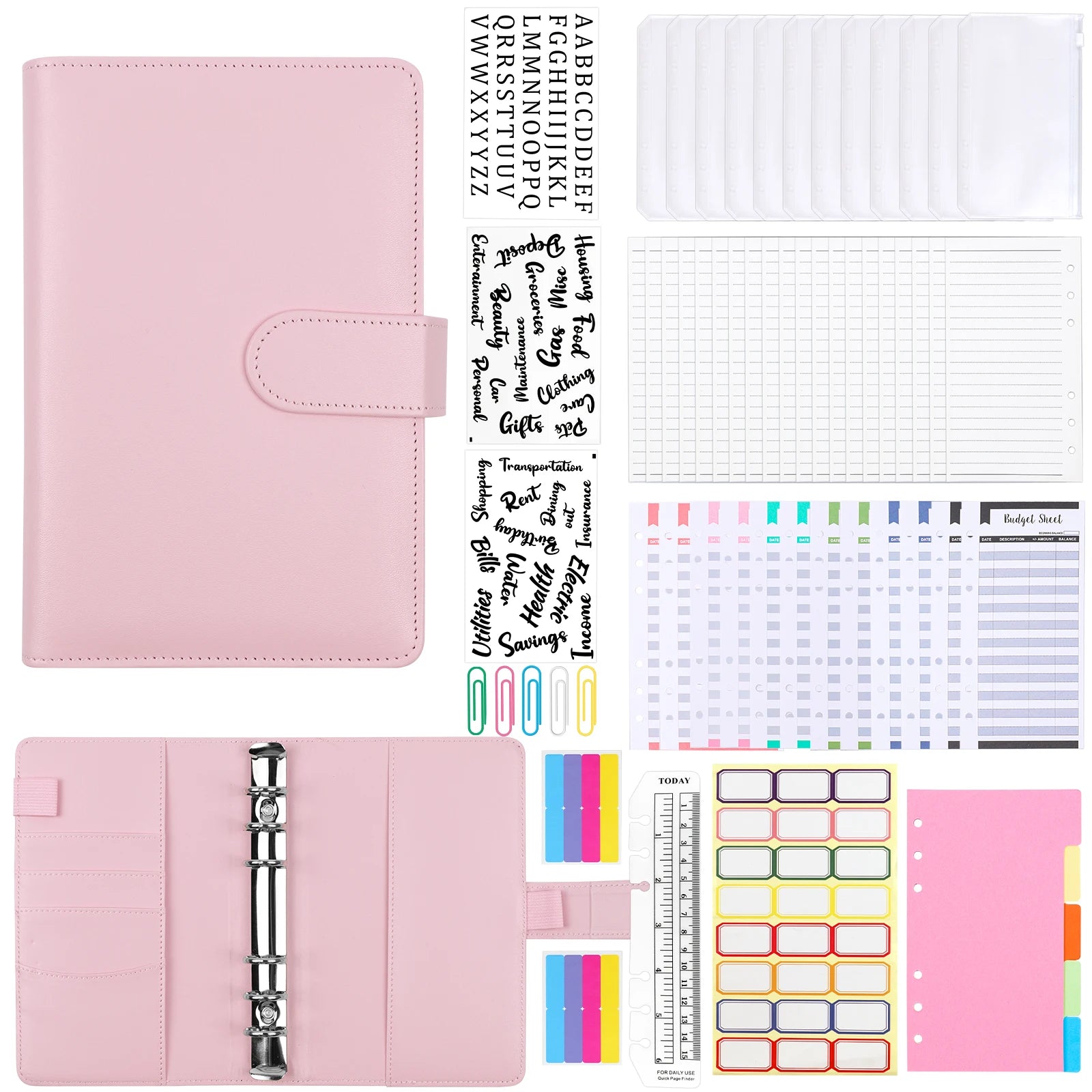 ELMAS 62pcs/set A6 Leather Ring Binder Notebook Organizer - Al Masam Stationery LLC