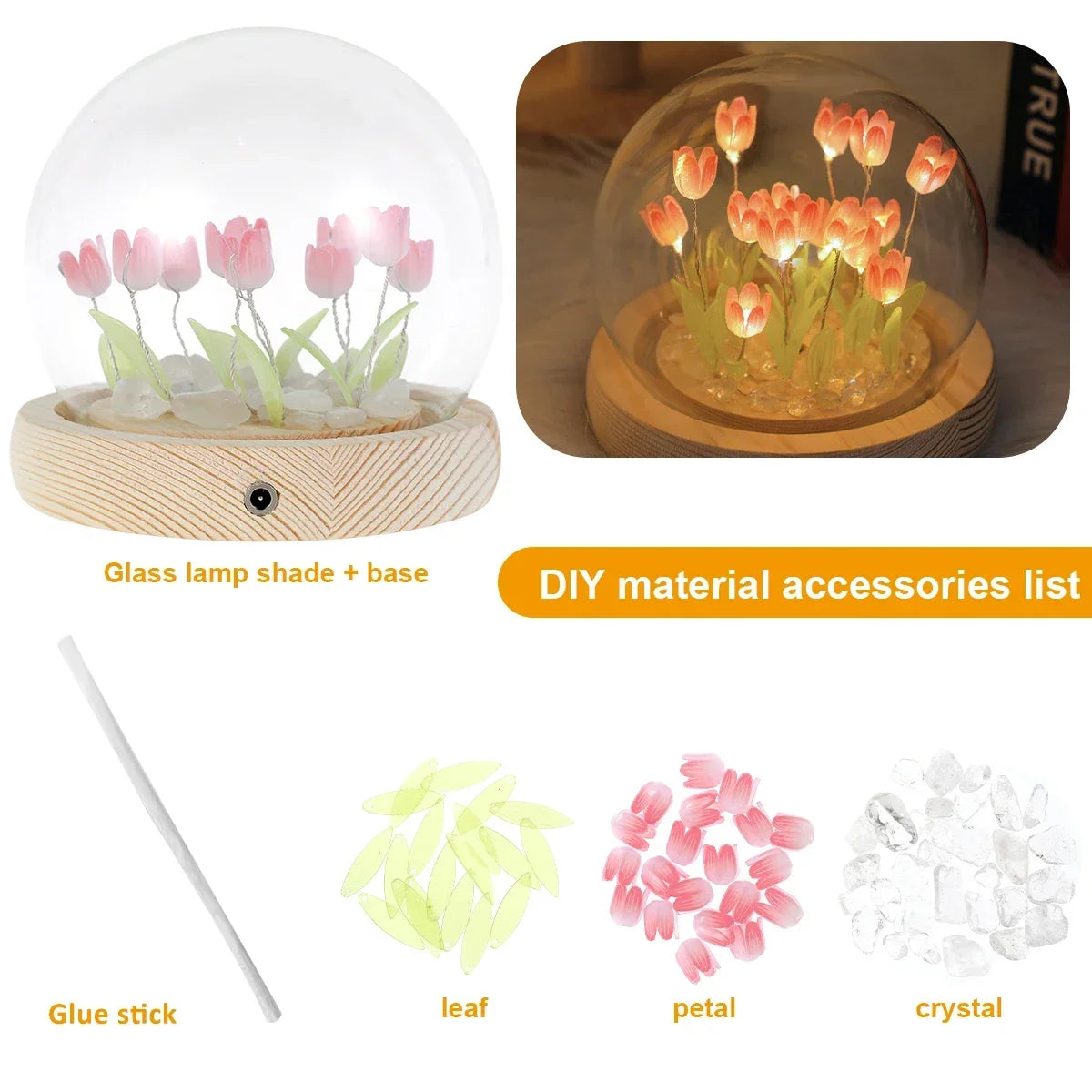 ELMAS LED DIY Mini Tulip Night Light Cute Home Decor - Al Masam Stationery LLC