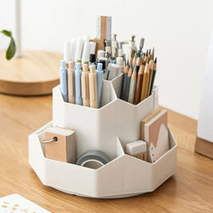 ELMAS Cute 360° Rotating 9-Slot Desk Organizer for Stationery