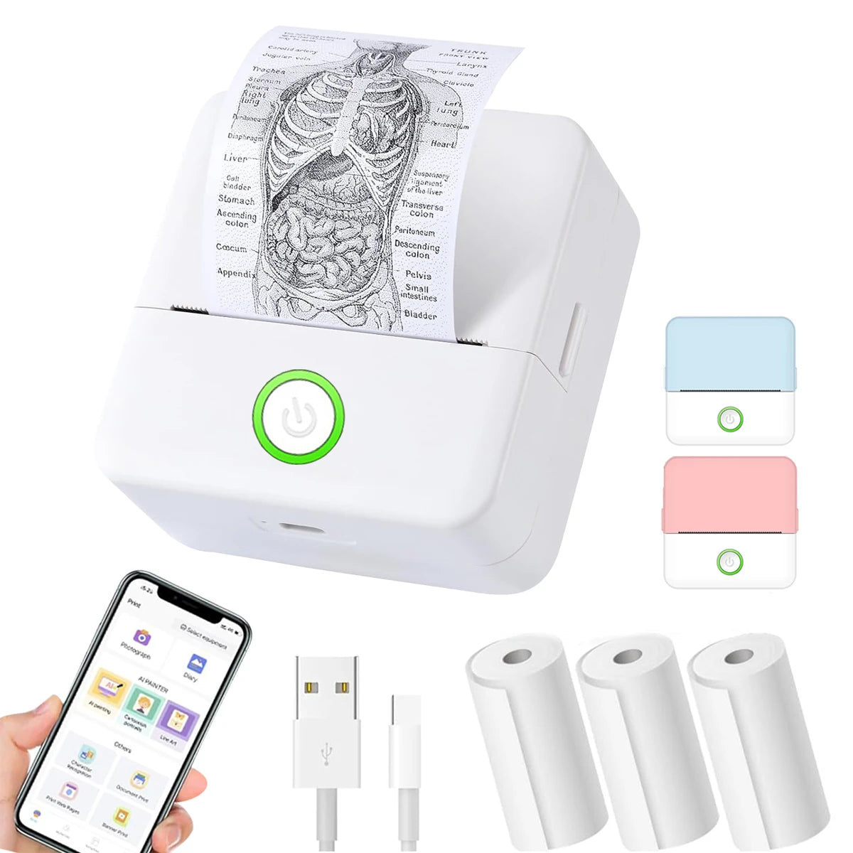 ELMAS Portable Inkless Mini Thermal Printer for Photos & Notes - Al Masam Stationery LLC