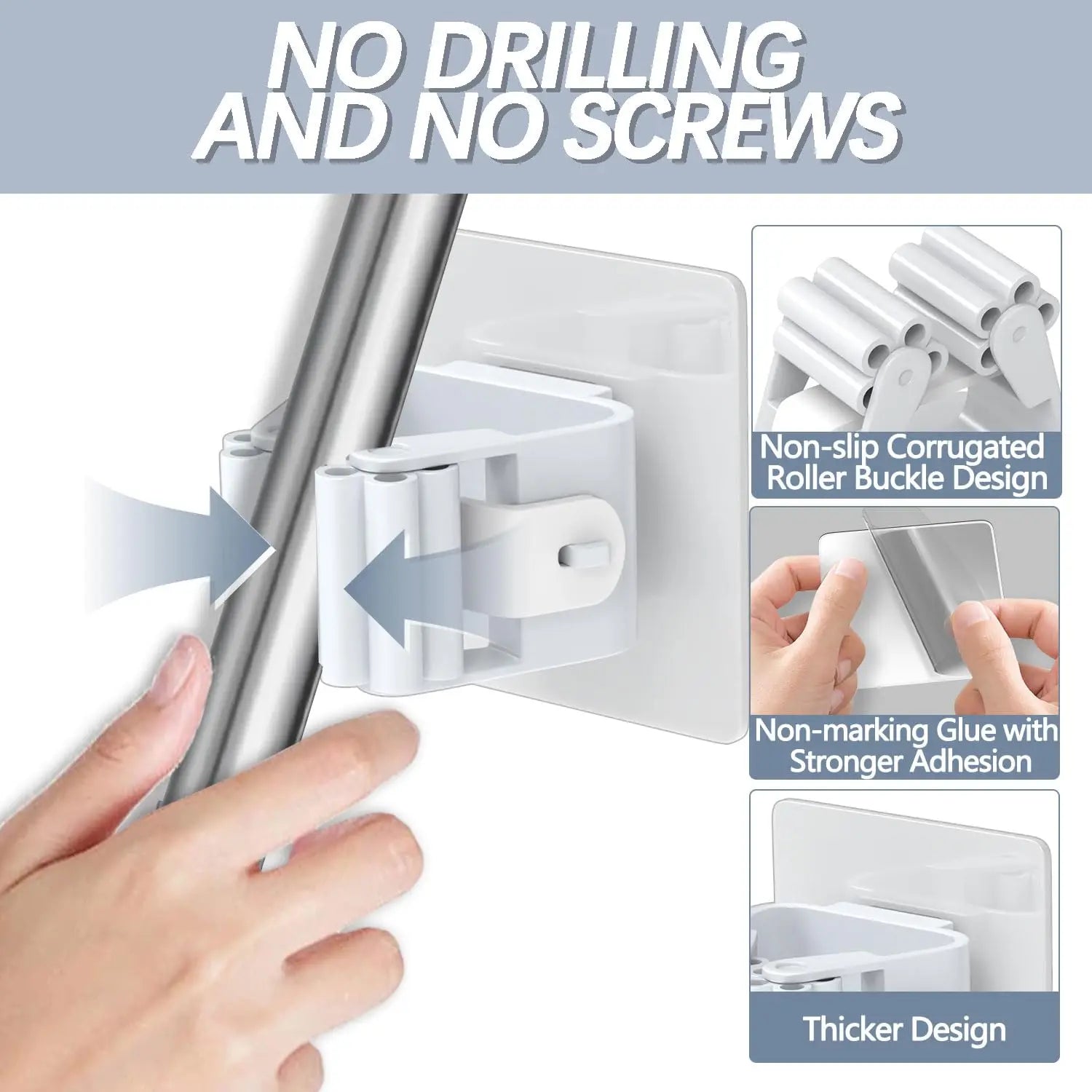 ELMAS Mop Hanger 4 Pack Broom Holder Wall Mount Storage - Al Masam Stationery LLC