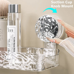 ELMAS Stylish Suction Cup Shower Shelf - Punch-Free Organizer - Al Masam Stationery LLC