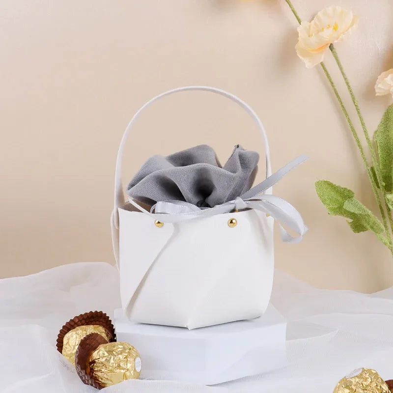 ELMAS Stylish Leather Gift Bag With Velvet Candy Box - Al Masam Stationery LLC