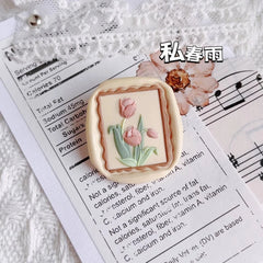 Fire Wax Seal Chapter Multilayer Carved Tulip Roses Bouquet Series Anaglyph Lovely Copper Head Envelope Seal Diy Diary Stamp Toy