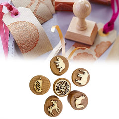 6 Pieces Wooden Stamps Pottery Tools DIY Craft for Art Educational Toys Decorations Educational Toys Animal Stamps