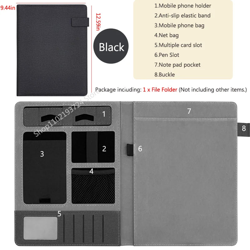 ELMAS Executive A4 Leather Portfolio Organizer for Men - Al Masam Stationery LLC