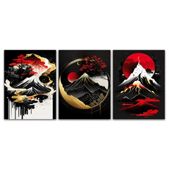 ELMAS Elegant Japanese Landscape Canvas Art Set