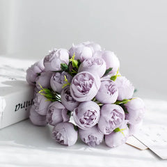 Rose Pink Peony Artificial Flowers Silk Bouquet 27heads Roses Fake Flower for Table Vase Arrange Home Wedding Decoration Flowers