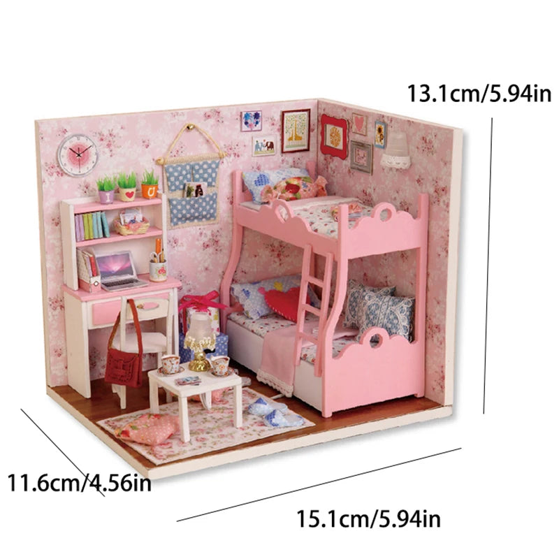 ELMAS Creative Kitten Mini Wooden Dollhouse Building Kit - Al Masam Stationery LLC