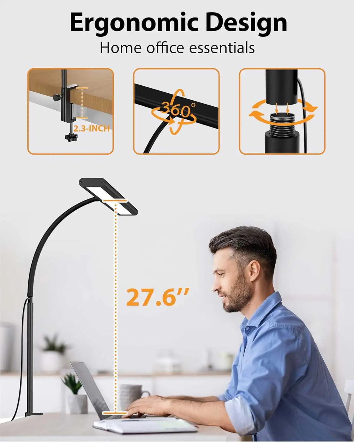 ELMAS Flexible LED Desk Lamp with Stepless Dimming & Eye Care - Al Masam Stationery LLC