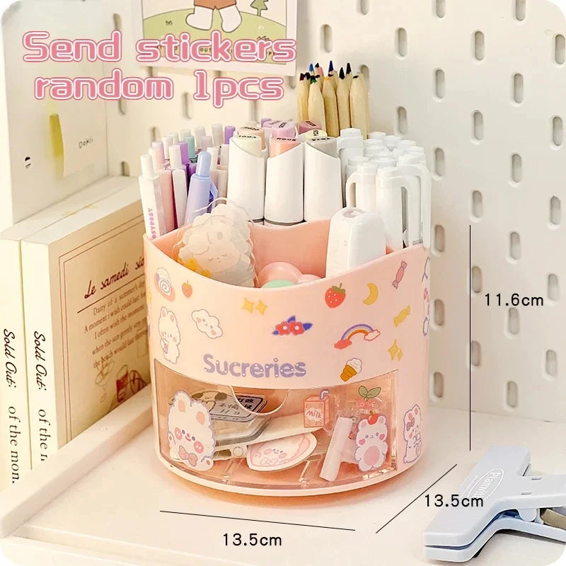ELMAS Kawaii Rotating Pen Holder & Stationery Organizer Box - Al Masam Stationery LLC