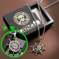 New anime One Piece Luffy necklace men and women straw hat Ace around metal pendant Luo logo sweater chain birthday gift