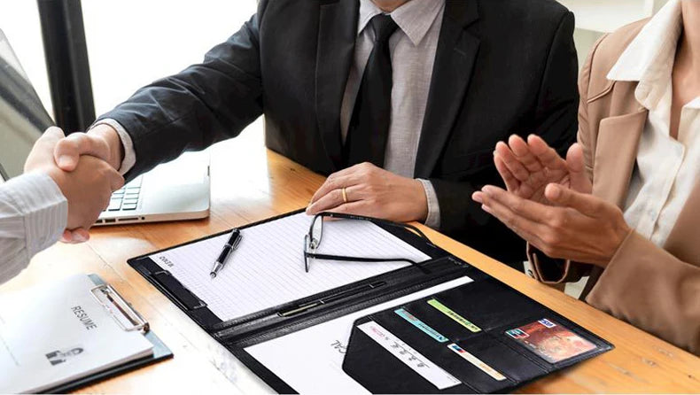 ELMAS Premium Black Leather Executive Portfolio Folder - Al Masam Stationery LLC