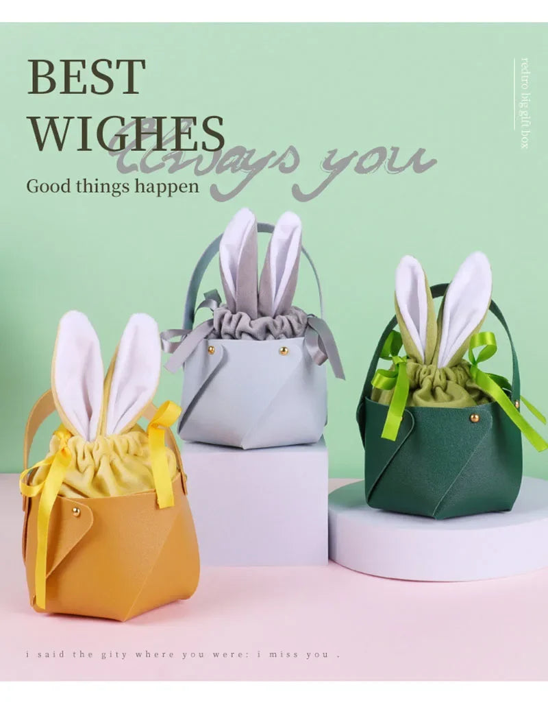 ELMAS Rabbit Leather Gift Bags For Easter Party Decor - Al Masam Stationery LLC