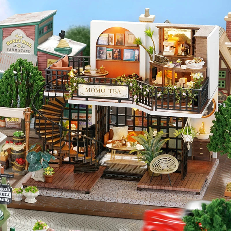 ELMAS Enchanting 3D Wooden Dollhouse Kit with Lights - Al Masam Stationery LLC