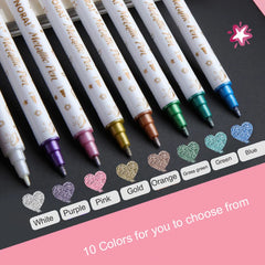 ELMAS 10Pcs Dual-Head Metallic Art Pens Set for Creatives