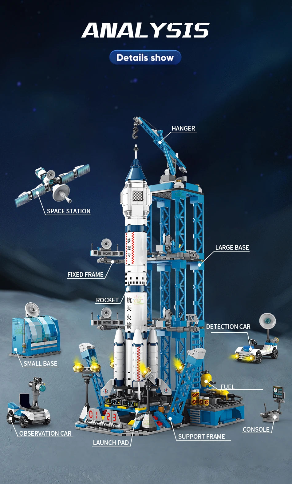 ELMAS Manned Rocket Building Blocks with Astronaut Figure - Al Masam Stationery LLC