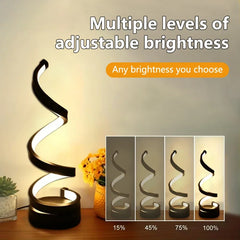 ELMAS Dimmable LED Spiral Table Lamp for Modern Bedrooms