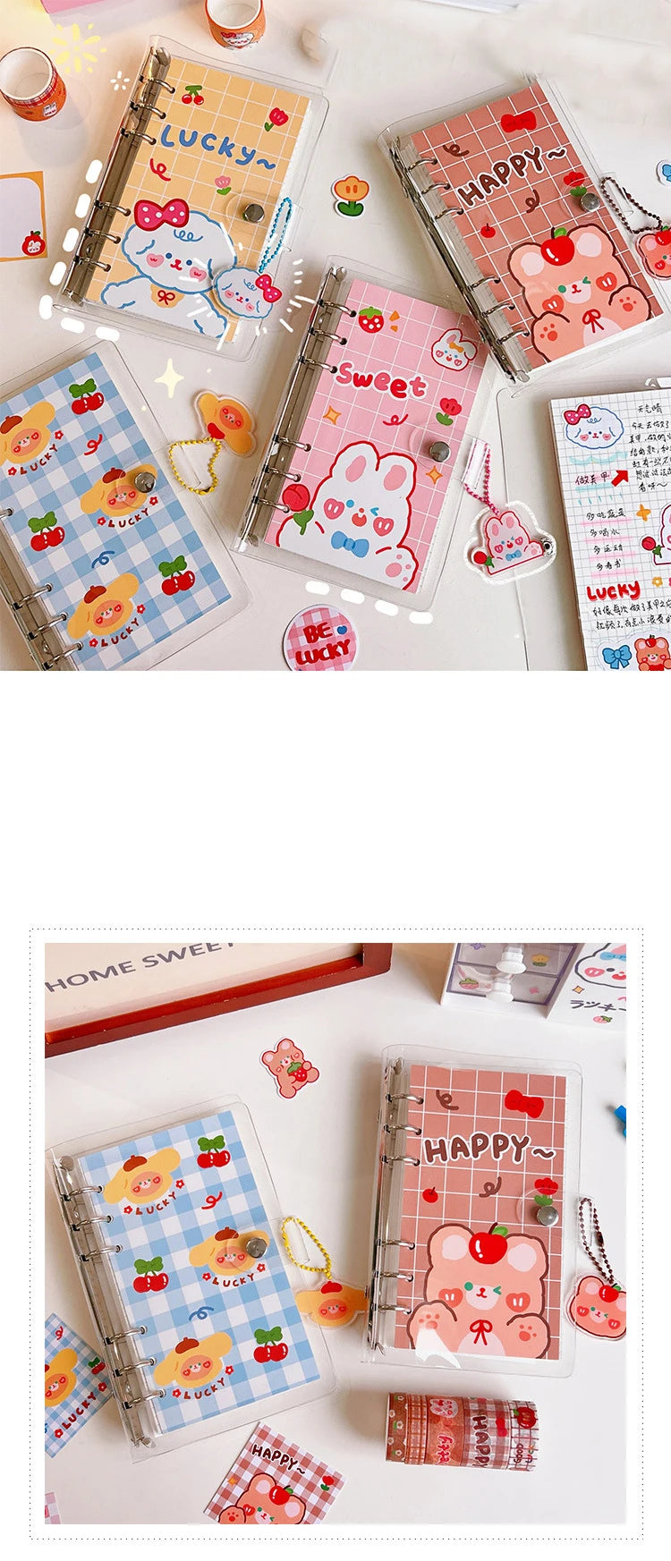 ELMAS Kawaii PVC Loose-leaf Notebook Cover DIY Journal - Al Masam Stationery LLC