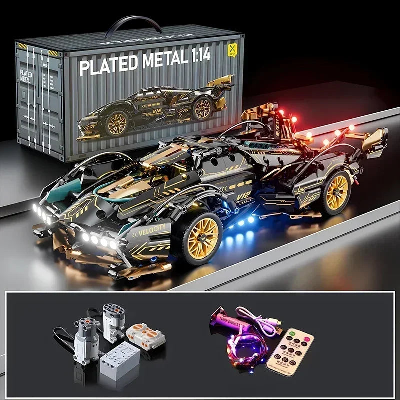 ELMAS 2024 Black V12 Block Roadster RC Tech Racer Toy - Al Masam Stationery LLC