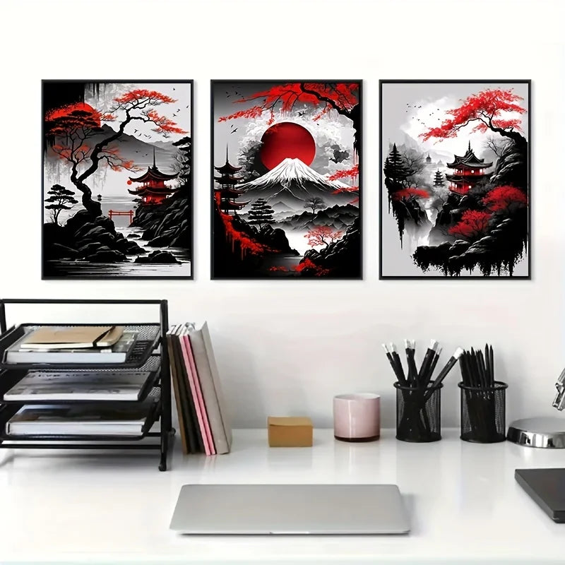 ELMAS Elegant Japanese Landscape Canvas Art Set - Al Masam Stationery LLC