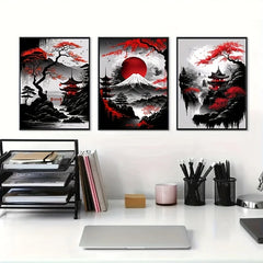 ELMAS Elegant Japanese Landscape Canvas Art Set