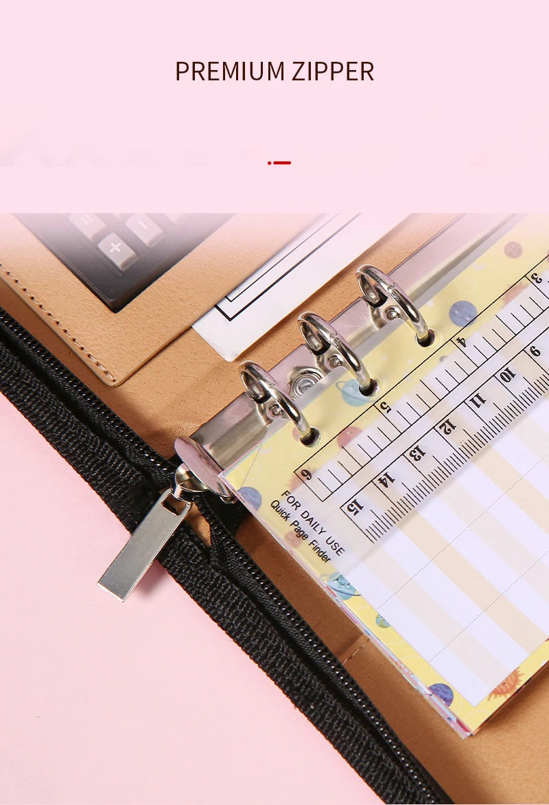 ELMAS Stylish A6 Leather Binder Planner with Calculator - Al Masam Stationery LLC