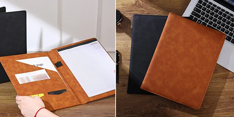 ELMAS Premium A4 Leather Padfolio & Clipboard Organizer - Al Masam Stationery LLC