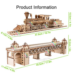 ELMAS Retro Steam Train 3D Wooden Puzzle with Track