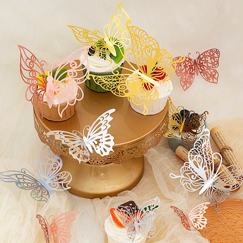 ELMAS 12pcs 3D Hollow Butterflies Wall Stickers DIY - Al Masam Stationery LLC