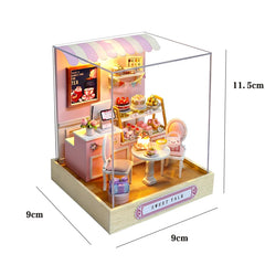 ELMAS Enchanting Mini Wooden Dollhouse Kit with Lights