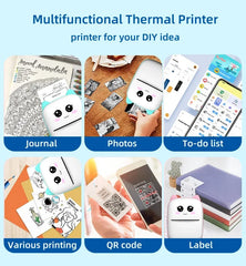 Mini CAT portable thermal printer print photo pocket thermal label printer 58mm printing wireless Bluetooth Android iOS printers - Al Masam Stationery LLC