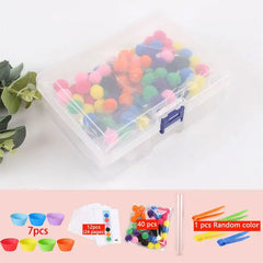 ELMAS Rainbow Counting Pompoms Sorting Cup Toys