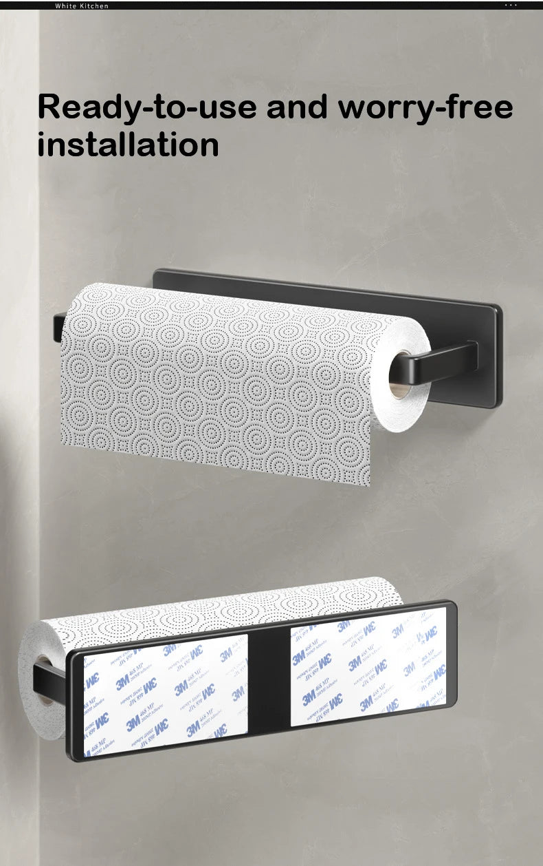 ELMAS Kitchen Paper Towel Holder Wall Mount Nail-Free Rack - Al Masam Stationery LLC