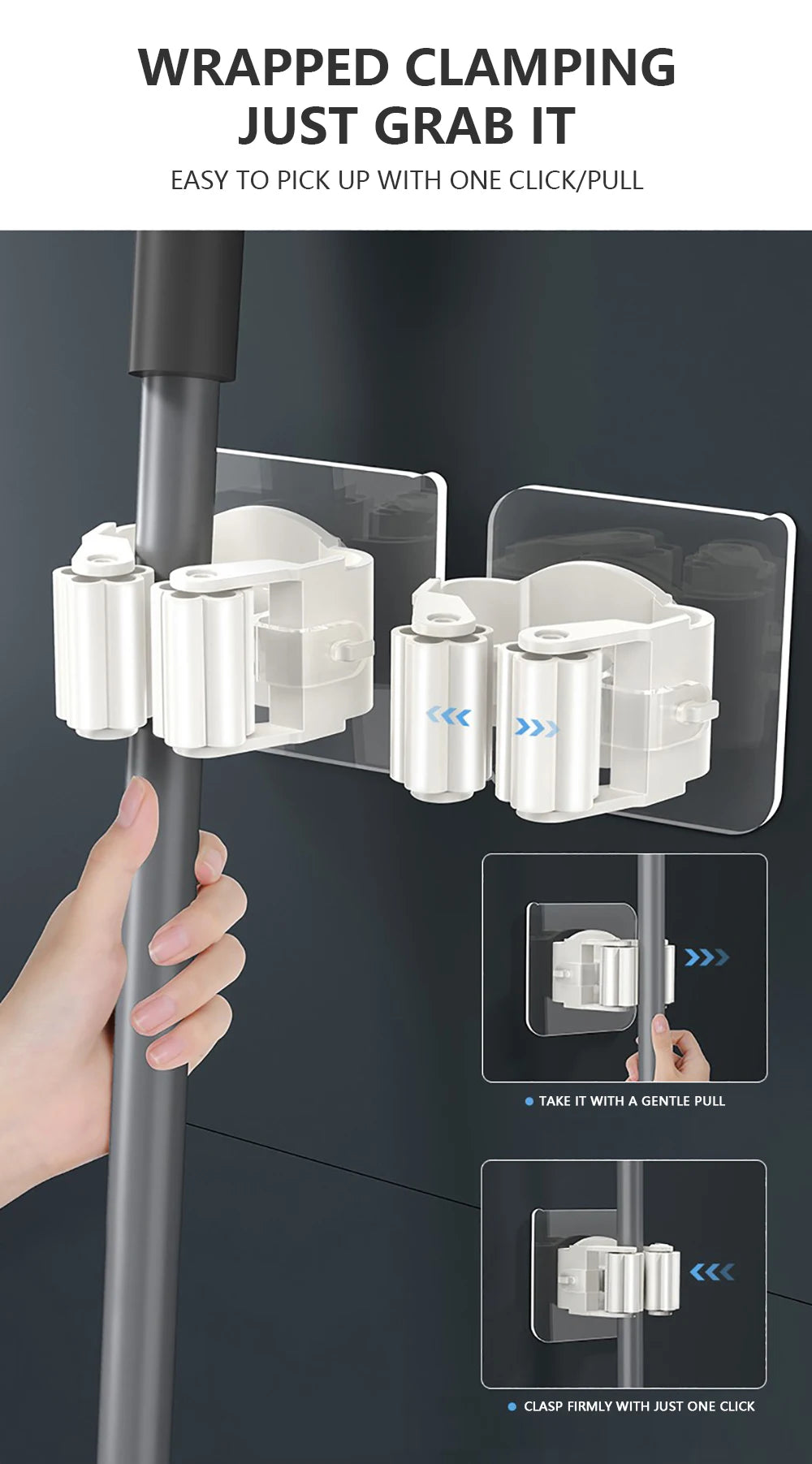 ELMAS Mop Hanger 4 Pack Broom Holder Wall Mount Storage - Al Masam Stationery LLC