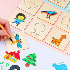 ELMAS Creative 20pc Wooden Stencils for Kids' Art