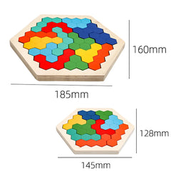 ELMAS Wooden Hexagon Puzzle Montessori Brain Teaser Toy