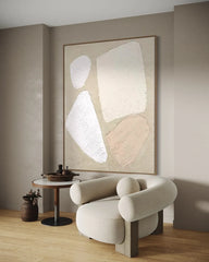 ELMAS Large Abstract Beige and White Wall Art Decor