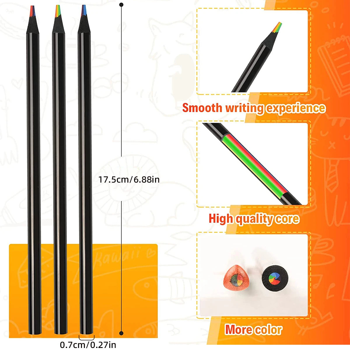 ELMAS 10 Pcs Colored Black Wood Pencils for Art - Al Masam Stationery LLC