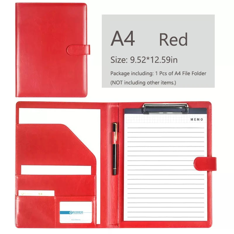 ELMAS Executive Black Leather Padfolio Organizer - Al Masam Stationery LLC