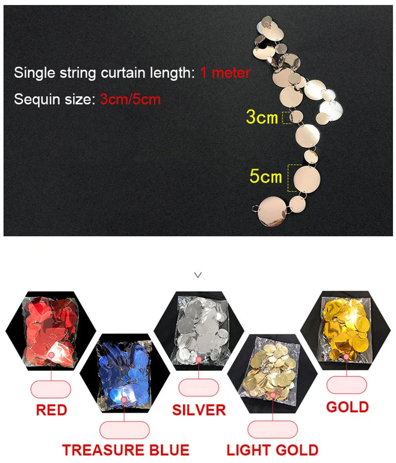 ELMAS Gold Sequins Party Glitter Curtain Backdrop 50/100 Pcs - Al Masam Stationery LLC